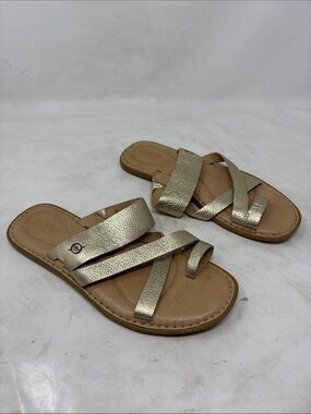 Born Metallic Gold Strappy Slide Sandals